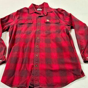 ~~Carhartt Original Fit Heavyweight Red Plaid Flannel Size Large Tall